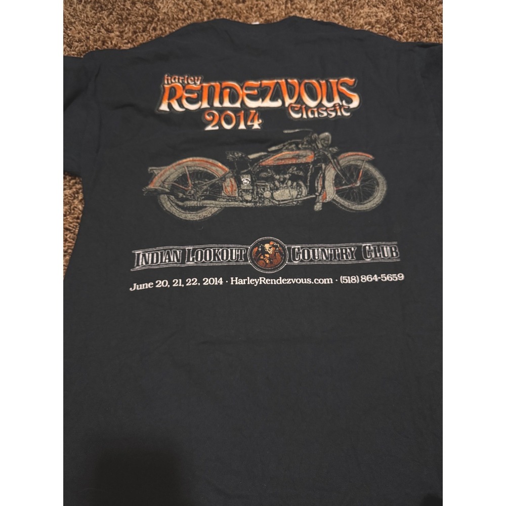 Harley Rendezvous Classic 2014 T-Shirt Black Pocket Tee Indian Lookout